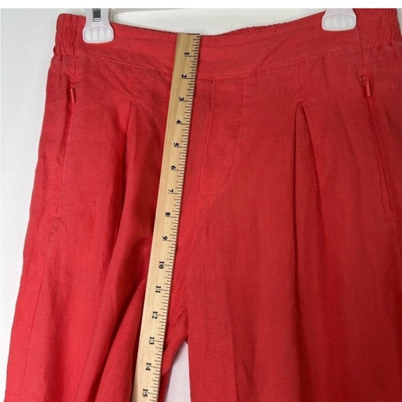 Athleta Playa Linen Wide Leg Crop Pants Womens Size 8 Bright Coral - Picture 7 of 12
